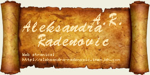 Aleksandra Radenović vizit kartica